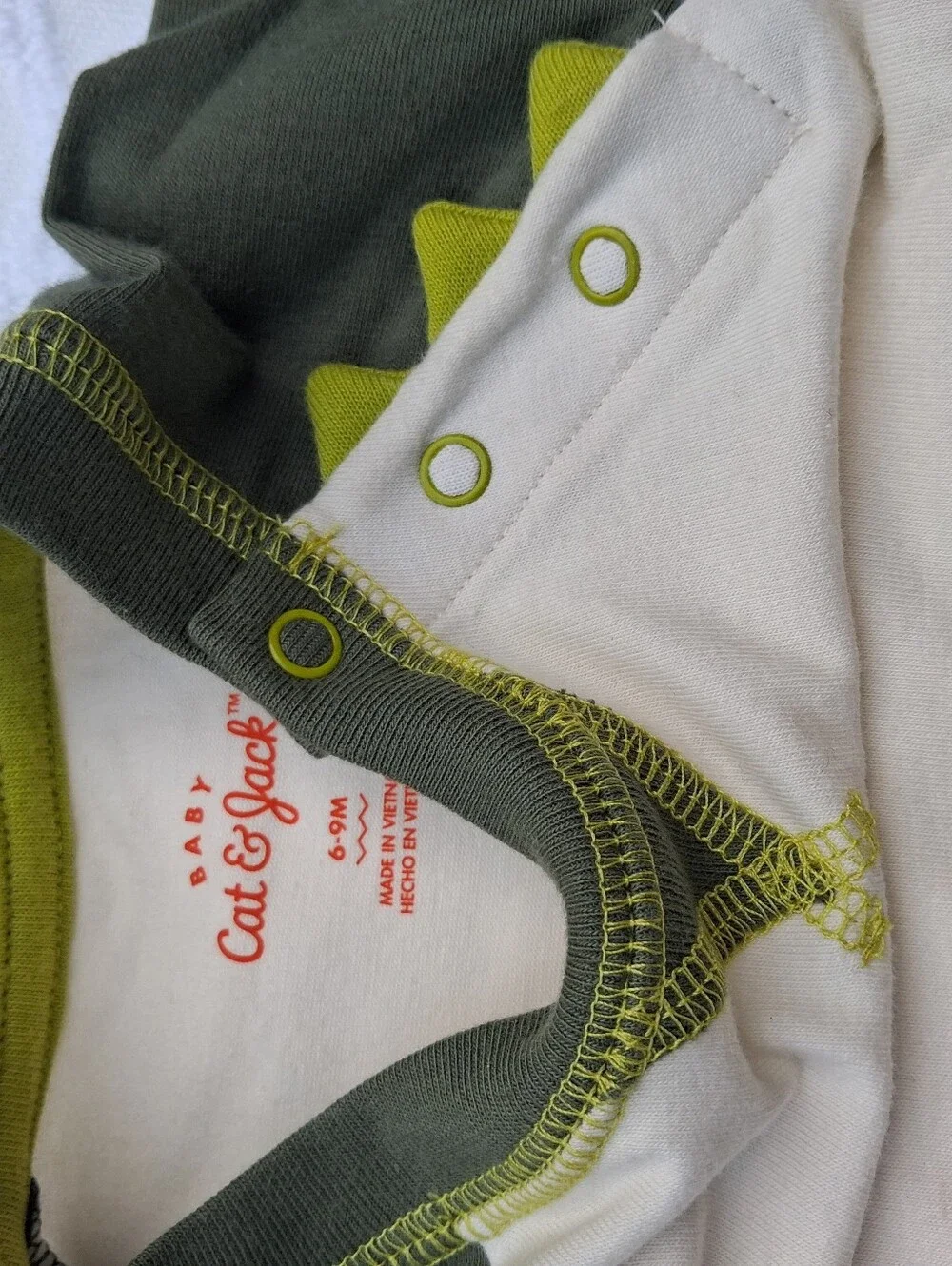 Cat & Jack Green and Cream Dino Matching Set